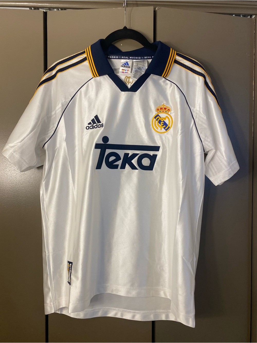 adidas Navy, White & Gold Real Madrid Football Jersey Collar Detail